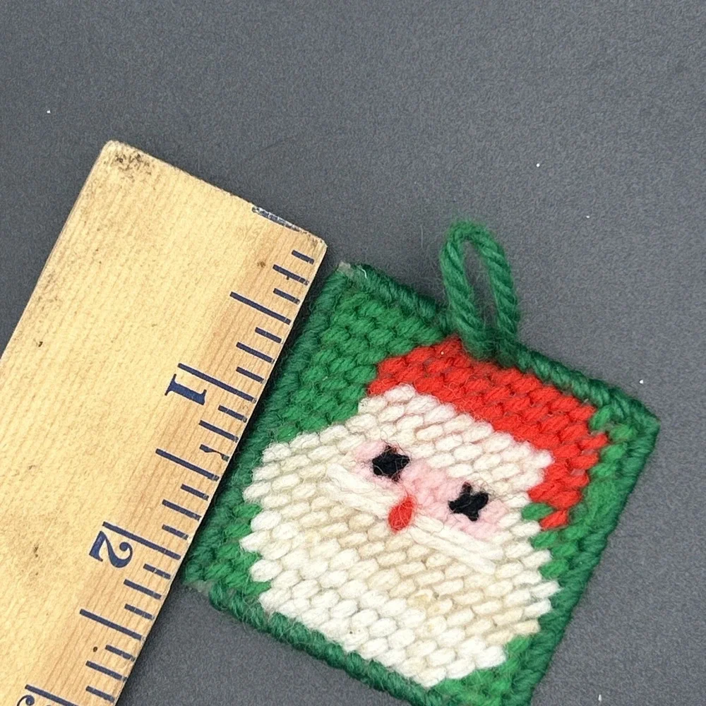 Vintage 90's Santa Claus Tiny Ornament Christmas Handmade Needlework